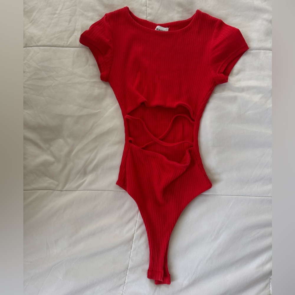 Princess Polly Red Ribbed Bodysuit